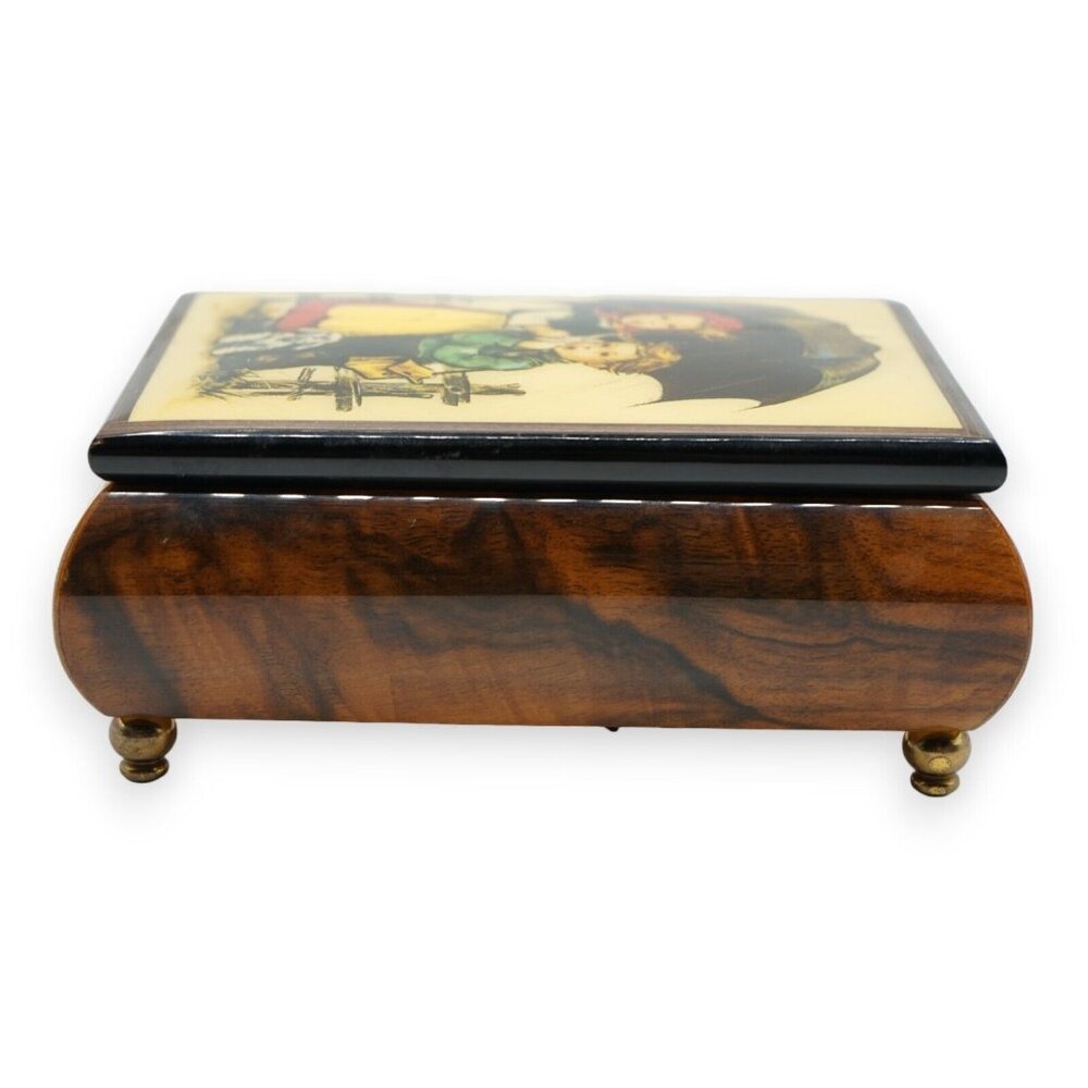 Swiss Music Box - Vintage Jobin of Switzerland Romance - Hummel Art ~ 5.5" x 4"